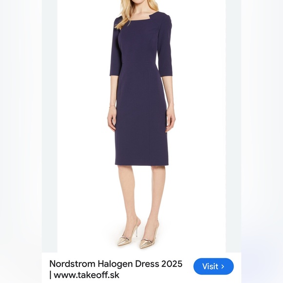 Halogen Deep Blue Long Sleeve Dress #100 - Picture 1 of 7